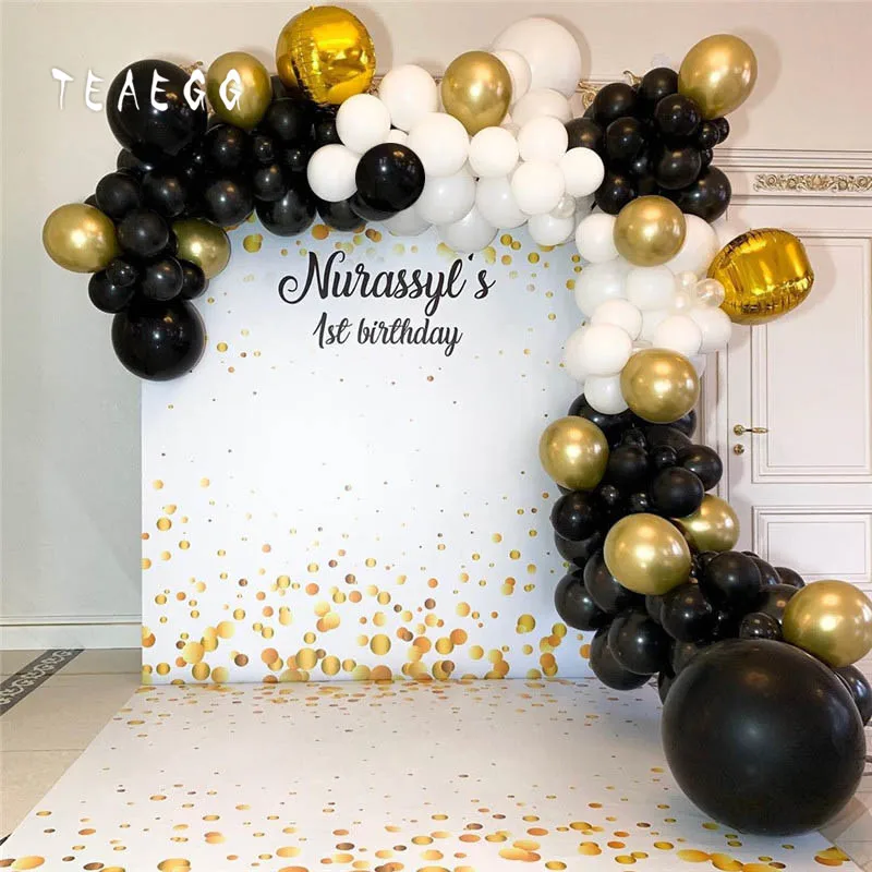 114 шт./компл. черный белый латексный круглый воздушный шарик ребенок 1 й День