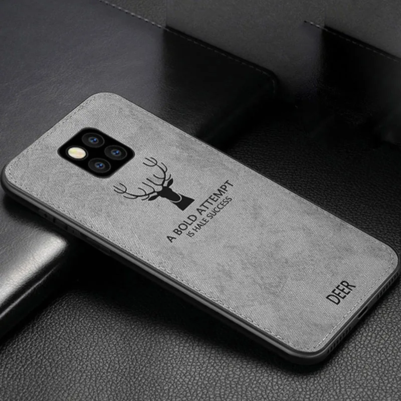 Тканевый чехол с рисунком оленя и лосей для huawei P20 Lite P8 P9 P10 Lite, мягкий силиконовый чехол из ткани для huawei mate 20 Lite 10 9 8 Pro - Цвет: Gray