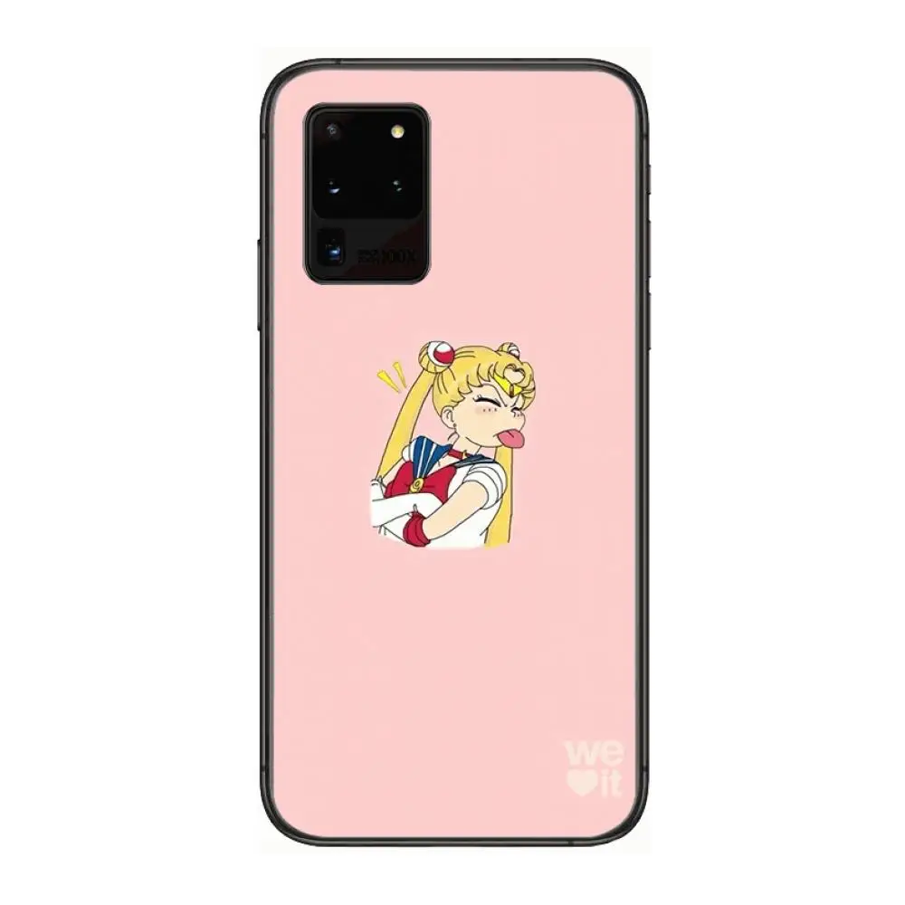 

Sailor-Moon cute Phone cover hull For SamSung Galaxy S 6 7 8 9 10 20 21 Plus Edge E note 5G Lite Ultra black soft bumper