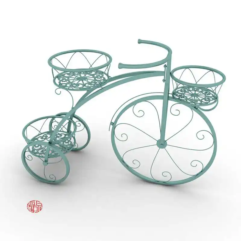 

Creative European Wrought Iron Bicycle Floor Storage Rack Indoor Balcony Green Radish Meat Living Room Bicycle Pot Rack