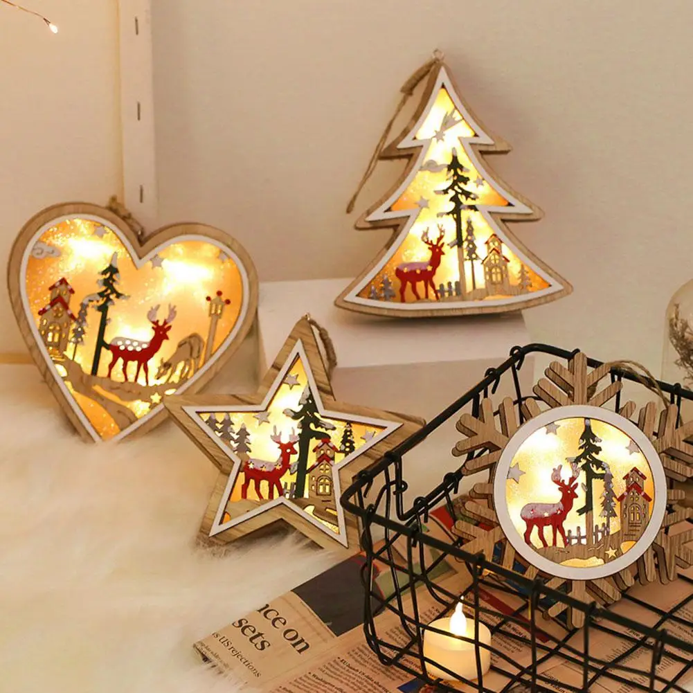 1 шт. веселая Рождественская гирлянда для дома деревянный полый орнамент