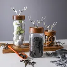 Стеклянная бутылка, нордическая Бессвинцовая Стеклянная банка для хранения, домашняя, пищевая бутылка для хранения акации, деревянная крышка, герметичная банкасахарницачайная коробка