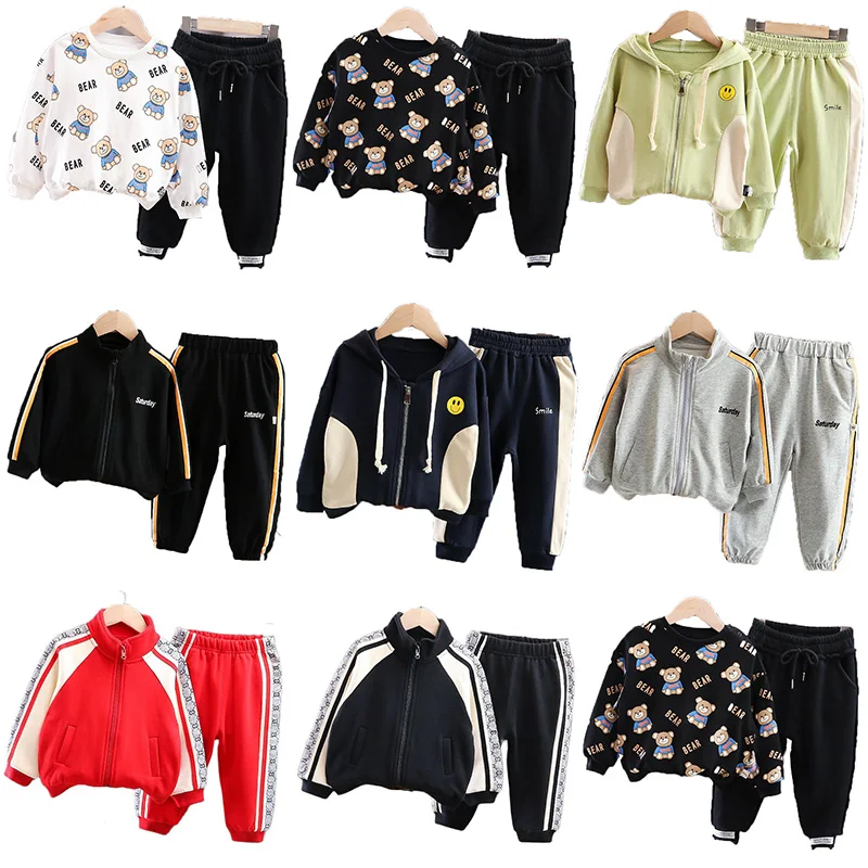 

2021 Spring And Autumn Boy Jacket Children's Children's Clothing Letter Stitching Cotton Sports Suit Fashion Boy Baby Suit