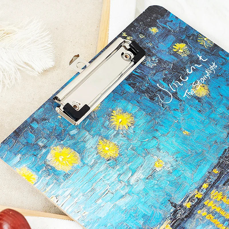 Folder for Documents Van Gogh Oil Painting Pattern Clip A4 Writing Board Drawing Pad Document Organizer | Канцтовары для офиса и