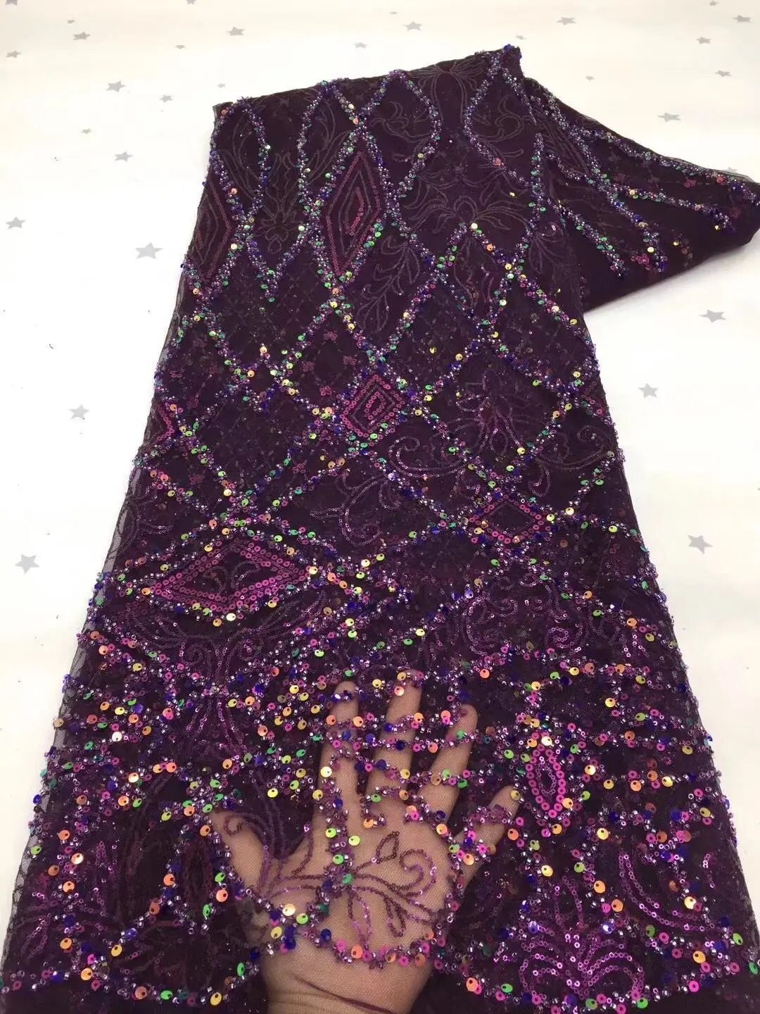 

Новинка 2021 Тюль кружевная ткань высокого качества африканская вышивка швейцарский французский гипюр Блестки свадебное платье с бисером 5 я...