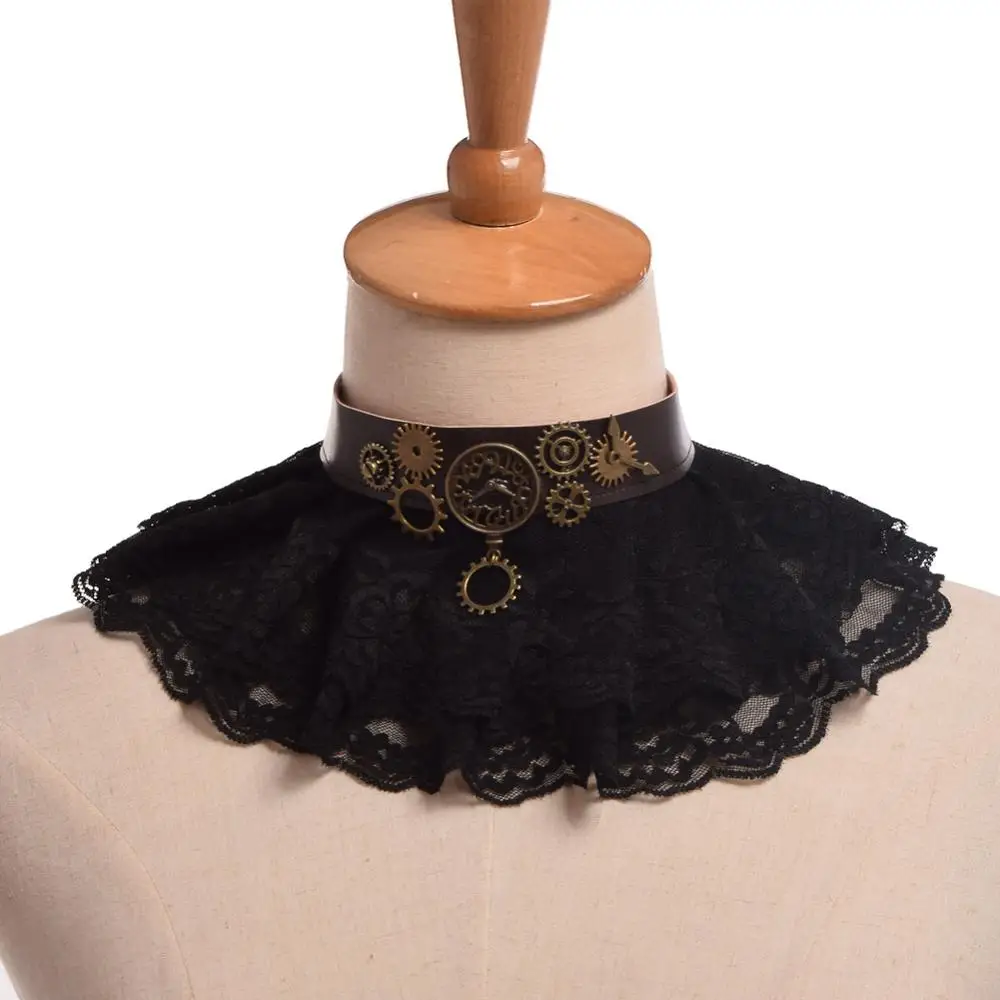 Черный съемный кружевной воротник Складки Шеи Ruff|ruff|ruff collar |