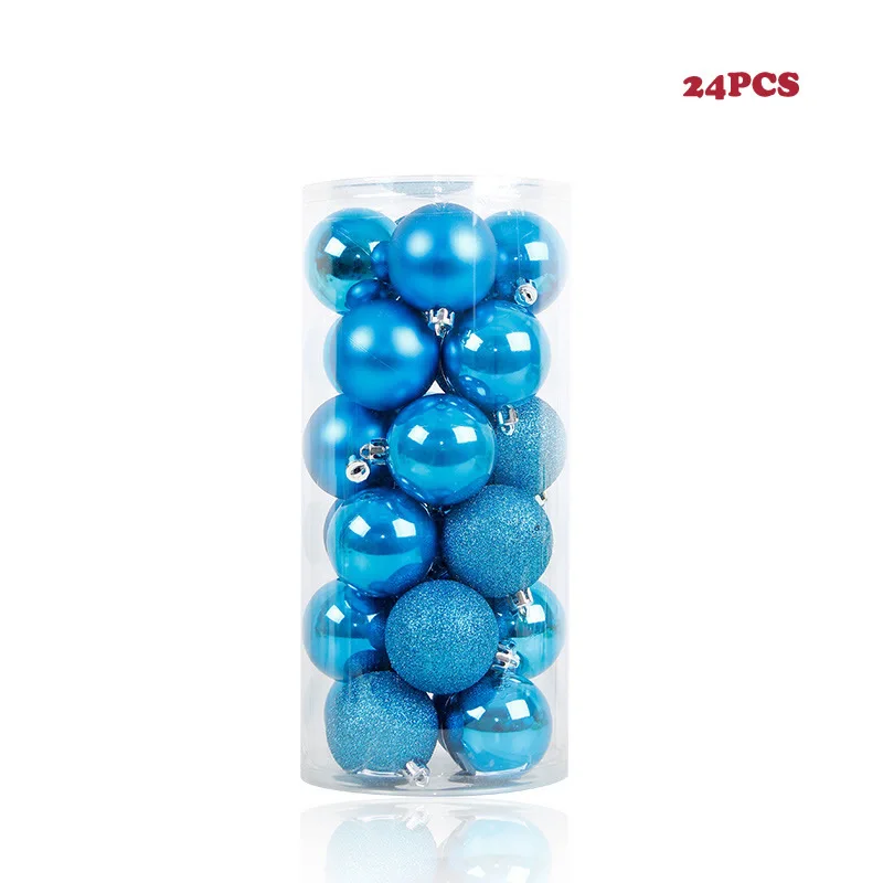 Blue 24 шт./партия, цветные рождественские шары 3-4-6-8 см, блестящие шары для рождественской елки, украшение для дома, украшение для бара и вечеринки - Цвет: Blue