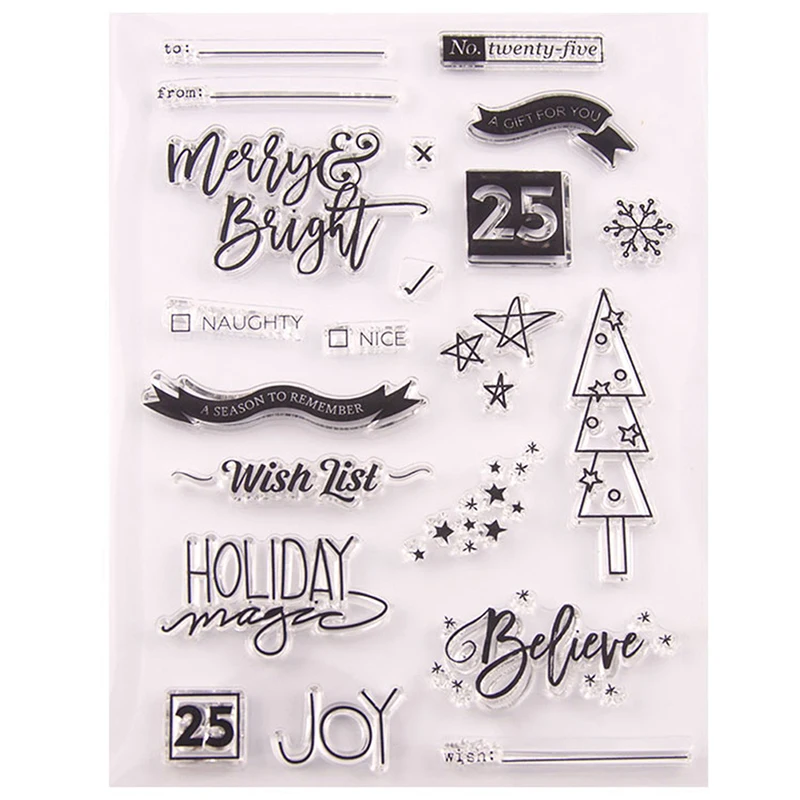 Силиконовый штамп с надписью &quotMerry Christmas&quot прозрачный резиновый в виде оленя для