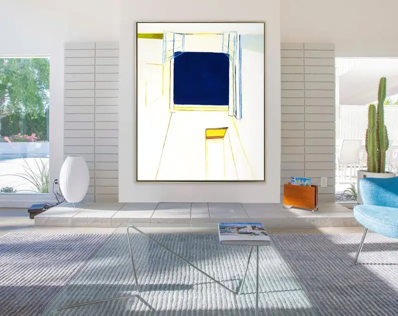 

Abstract Painting Original Large Acrylic Canvas Wall Art Contemporary Blue Modern Minimal Painting Wall Art On Canvas Arles