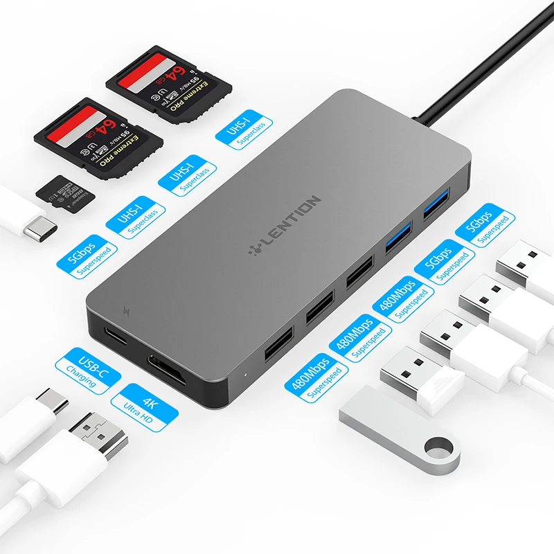 

USB HUB to Multi USB 3.0 HDMI Adapter Dock for M1 MacBook Pro Air 13.3 Accessories USB-C Type C SD TF Splitter 11 Port USB C HUB