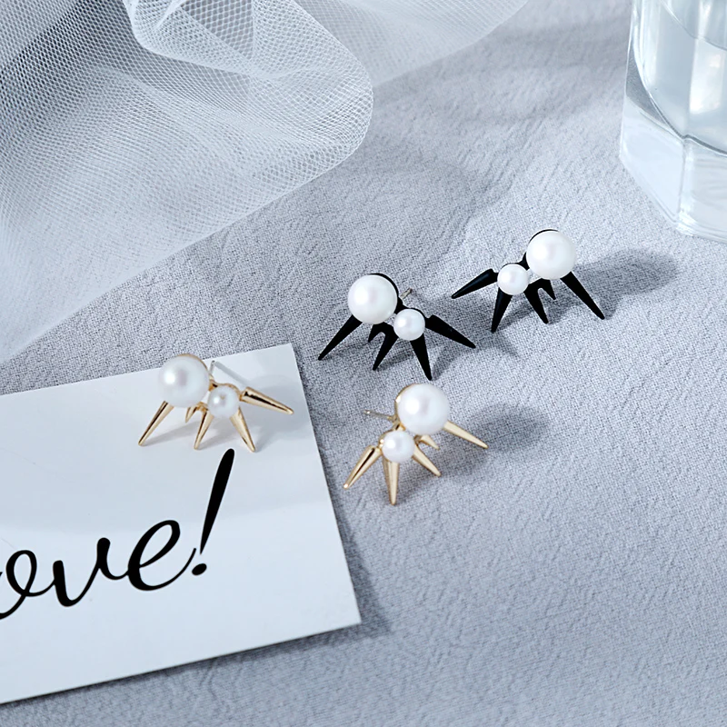 2020 Новое прибытие Золото/родий цвет имитация жемчуга шип заклепки Форма Серьги