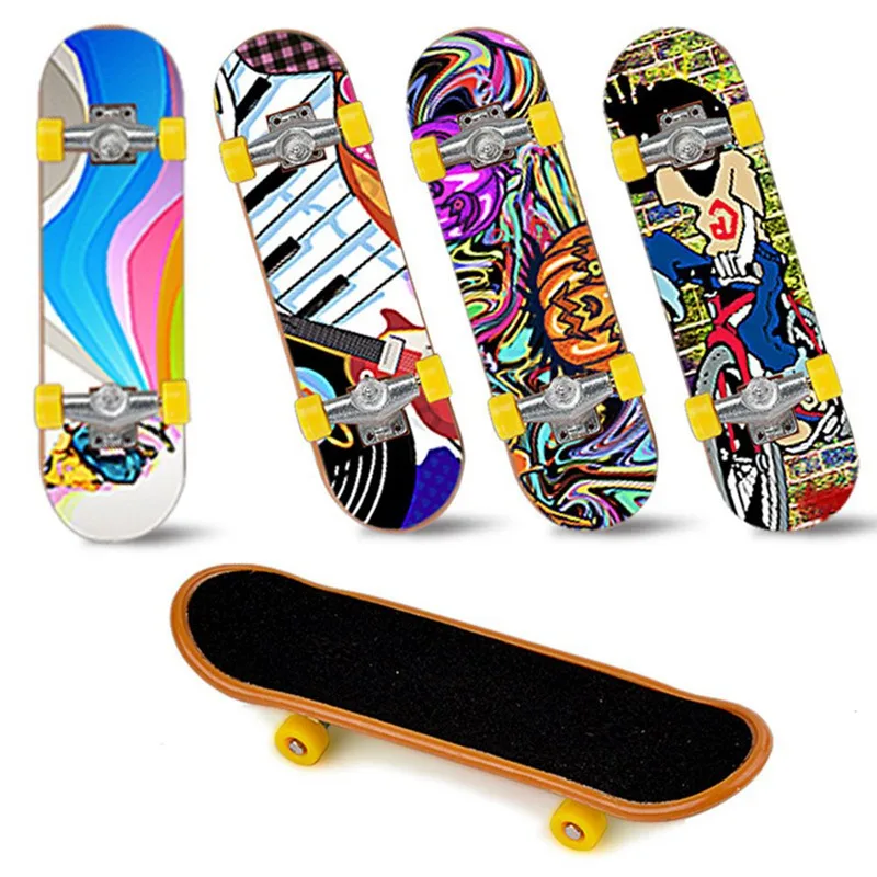 1 шт. профессиональный скейтборд с принтом, креативный мини-скейтборд для пальцев, подарок для детей, случайные цвета