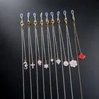 Kissme Солнцезащитных Очков Маска цепочки для женщин черно-белый эмалированный цветок сердце крест анти-военных кулон цепочки для очков модных аксессуаров