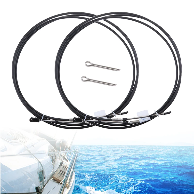2pcs 13ft Universal Throttle Cable for Yamaha Outboard Marine Boat Motor Control Stainless Steel Throttle Shift Control Cable