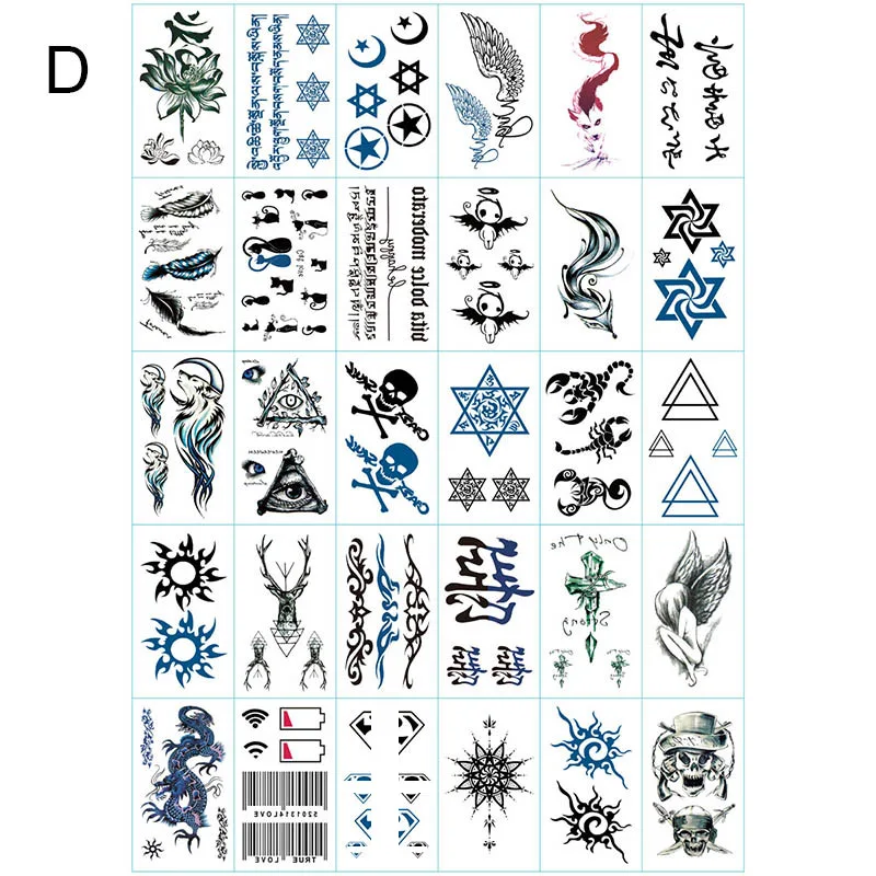 Временные татуировки на тело 30 шт. водостойкие искусственные наклейки