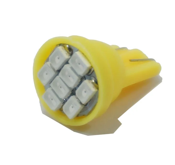 100 шт. светодиодный W5W T10 194 168 W5W 3020 8SMD светодиодный парковочная лампа авто боковое освещение лампа габаритного фонаря яркий белый задний фонарь, лампочки - Испускаемый цвет: Цвет: желтый
