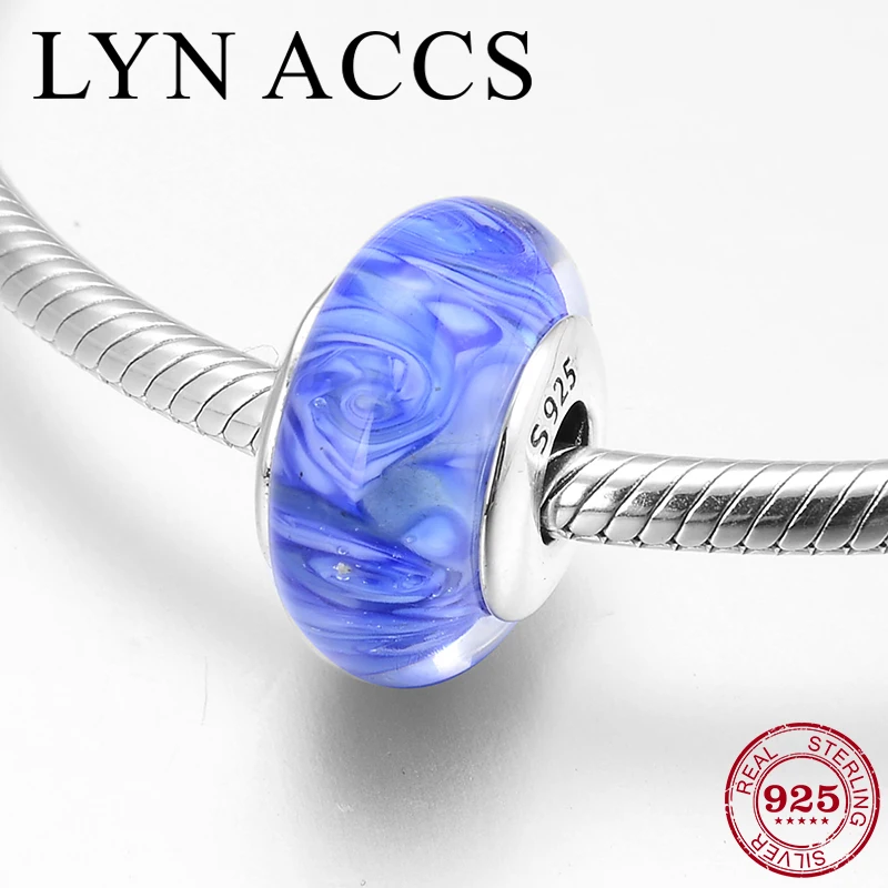 Роскошное ожерелье из стерлингового серебра 925 пробы с голубым вихревым рисунком