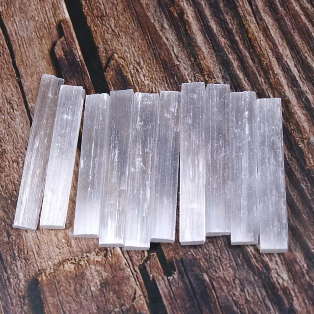 

10 Pcs/set Natural Selenite Crystal Bar Chips Plaster Minerals Healing Quartz White Home Crafts Gypsum Stone Grinding Stick W2z2