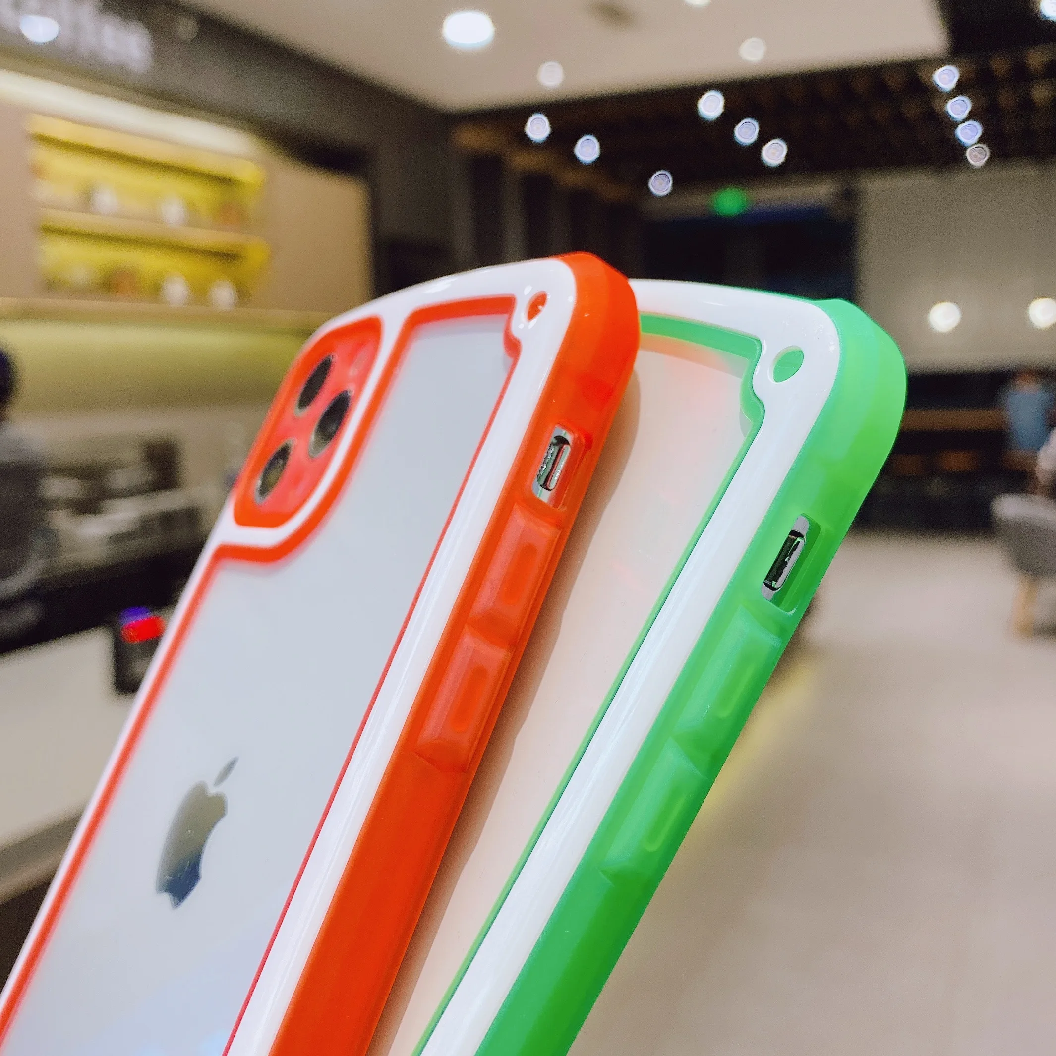 

Fluorescent Color Clear Shockproof Phone Case For iPhone 12 Mini 11 Pro Max XR X XS Max Sport Soft Silicon TPU Phone Cover Capa