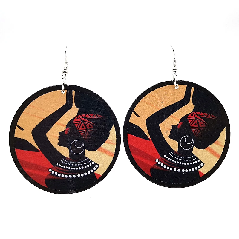 YD & YDBZ печатные тюрбан в африканском стиле женские деревянные висячие серьги афро