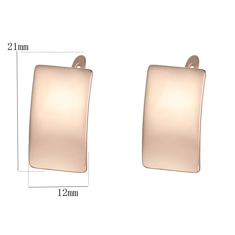 FJ женские гладкие Серьги Квадратные медные 585 розового золота висячие длинные