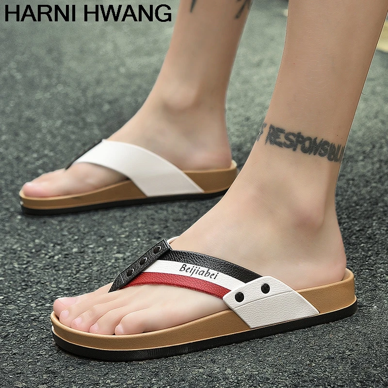 

Men'S Slippers Summer Youth Trend PVC Herringbone Rubber Slippers Outdoor Casual Plain Breathable Shoes Size 40-44 Wholesale