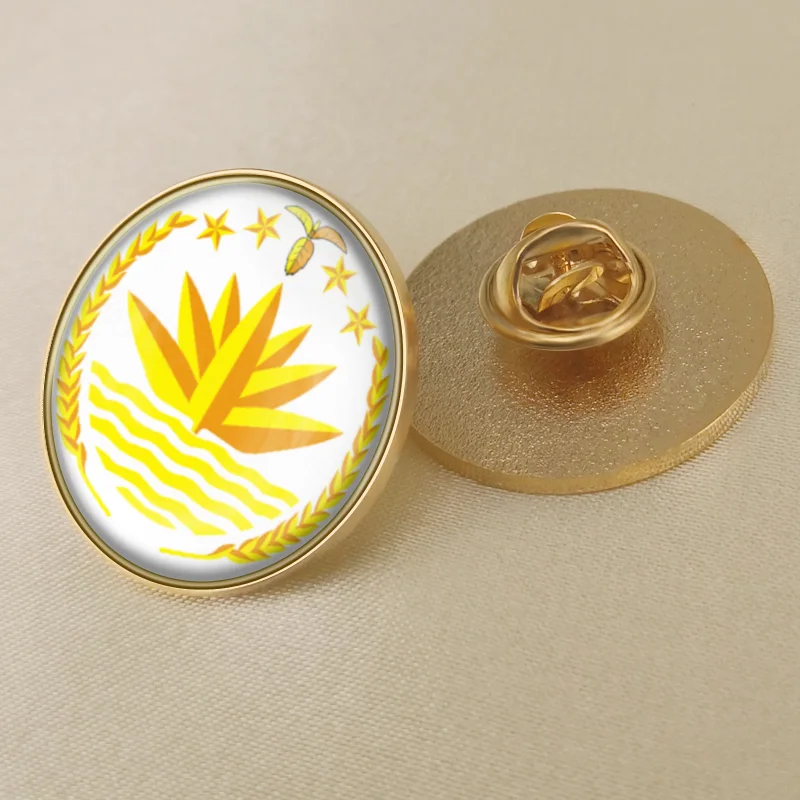 Герб Бангладеш карта Национальный флаг Эмблема с национальным цветочным брошь