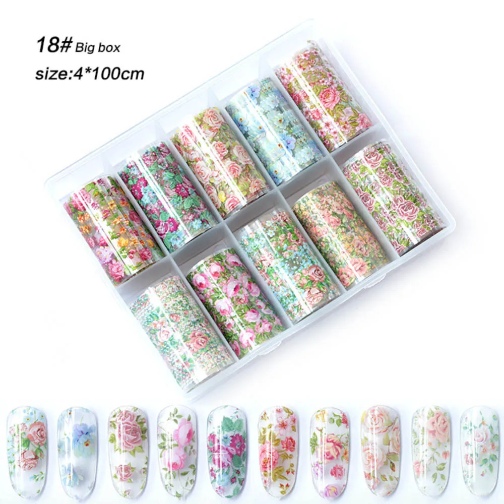 1 коробка Микс розы цветок фольга для ногтей искусственная бумага Звездный
