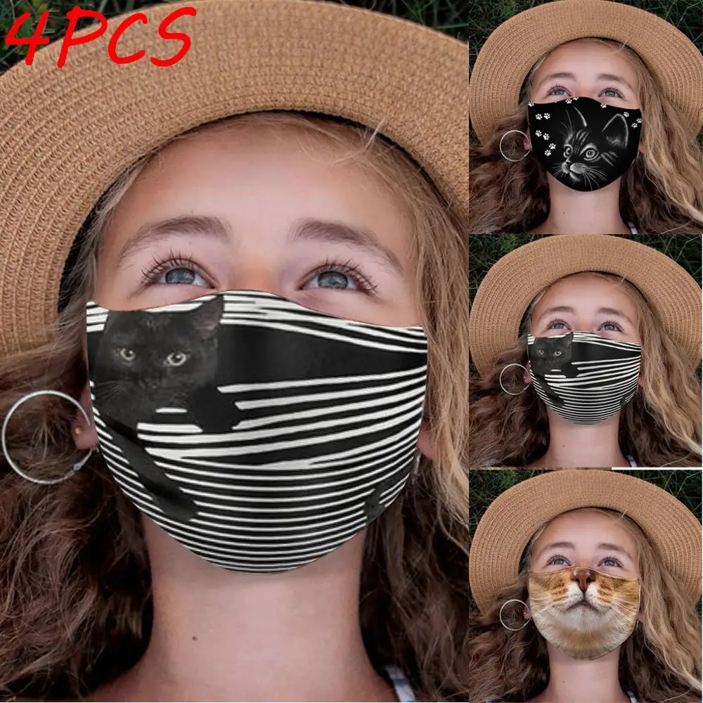 Маска унисекс с принтом кота дышащая для защиты лица и езды на велосипеде 1 шт./4