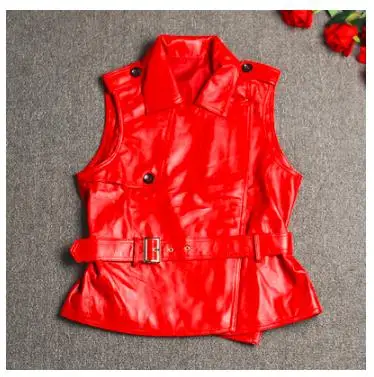 

New Style Women Sales Fashion Slim 100% Sheepskin Leather Short Soft Motor Jacket Vest