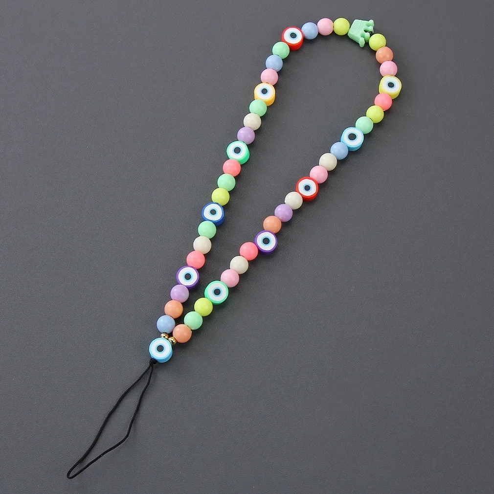2021 New Colorful Acrylic Bead Mobile Phone Chain Universal Simple CellPhone Choker Necklace Strap Lanyard For Keys Lady Gift