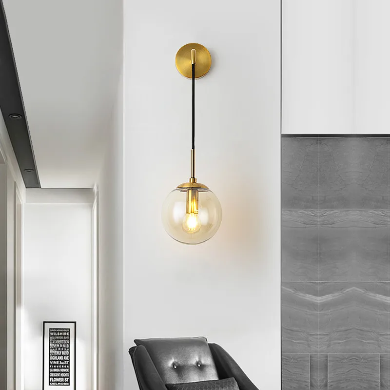 RH американская простая стеклянная настенная лампа с круглым светом