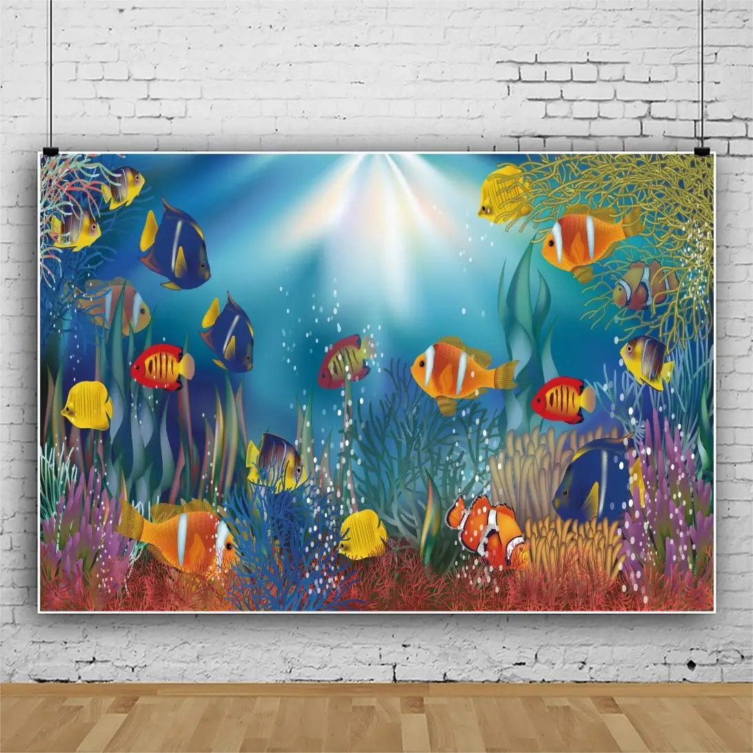 

Cartoon Underwater World Colorful Fish Party Background Children Birthday Decoration Photography Photo Baby Show Vinyl Backdrop