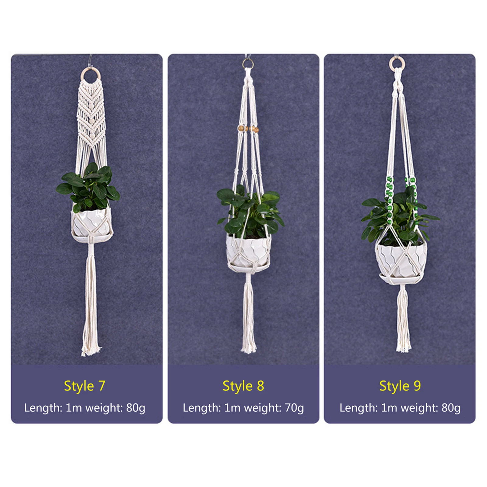 

Balcony Flower Pot Hand-woven Cotton Hemp Rope Flower Pot Sling Hanging Basket Flower Pot Creative Hanging Basket Flower Pot