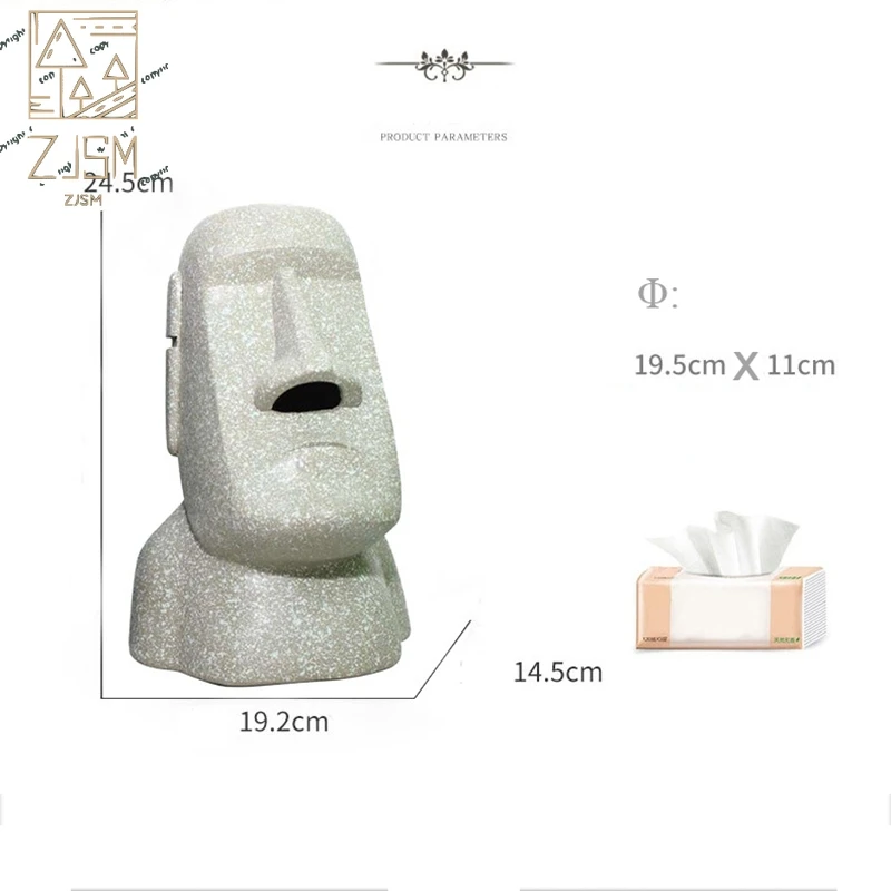 

Easter Island Stone Statue Tissue Box Home Room Cute Nostril Storage Moai Tissue Pumping Tray Car Napkin Holder Hotel Decoration