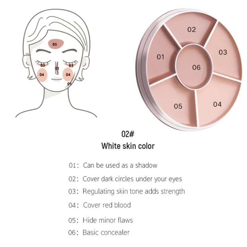 6 цветов консилер для лица макияж крем Осветляющий цвет кожи покрытие дефекты