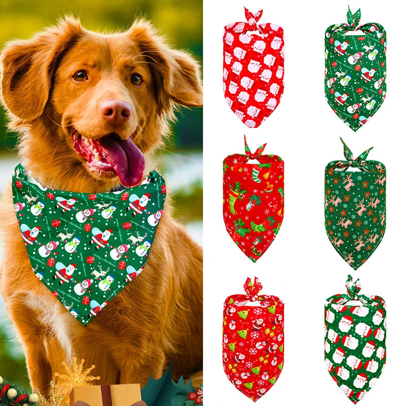 

Dog Christmas Bandana Santa TowelDog Scarf Triangle Bibs Kerchief Christmas Costume Small Medium Large Dogs Cats Pet Supplies