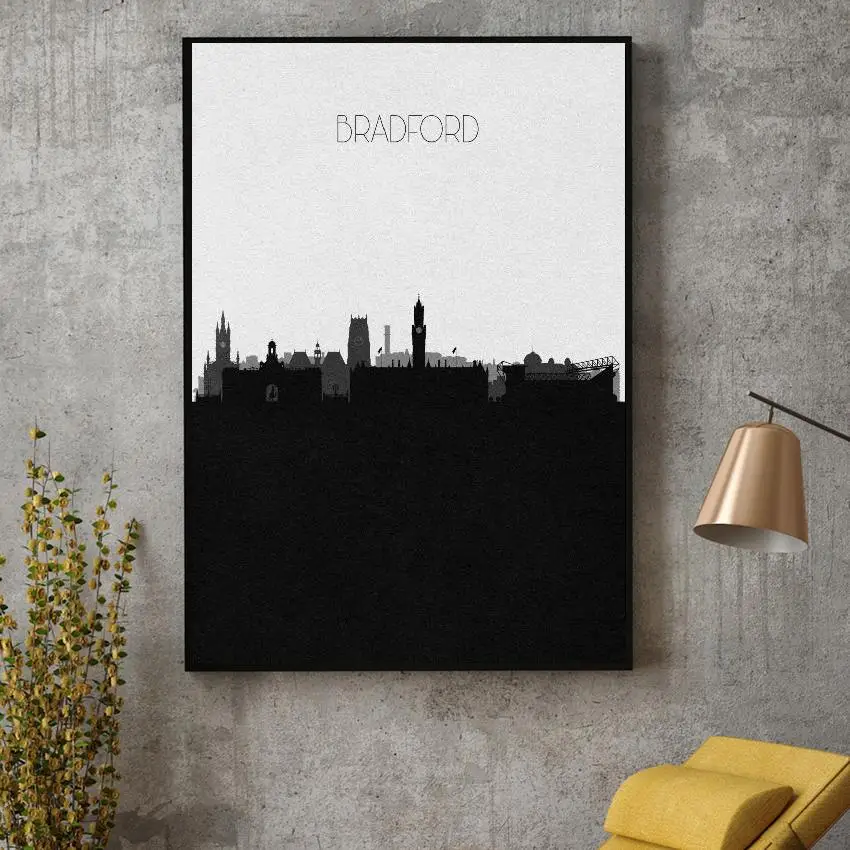 

Bradford Skyline Canvas Painting Art Print Poster Picture Wall Modern Minimalist Bedroom Living Room Decoration