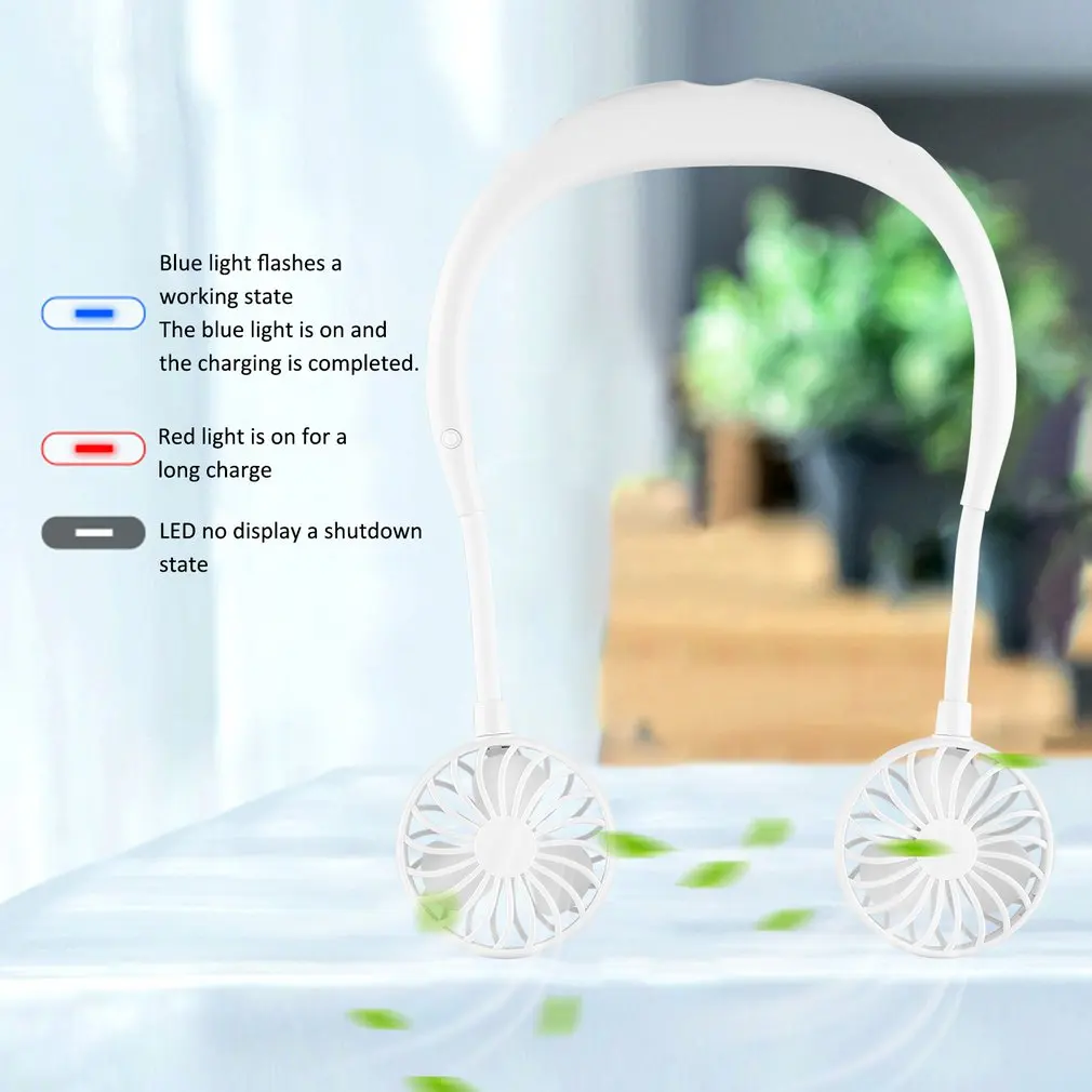 Mini USB Portable Fan Neck Neckband With Rechargeable Battery Desk Fans 180 Degree Adjustable Sport Air Cooler Conditioner | Бытовая