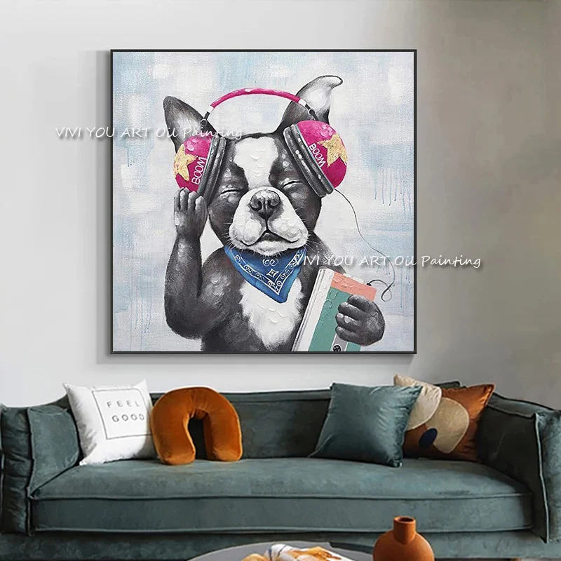 

Современное искусство Акварельная животная собака масляная живопись ручная роспись плакат холст живопись Настенная картина нордический Д...