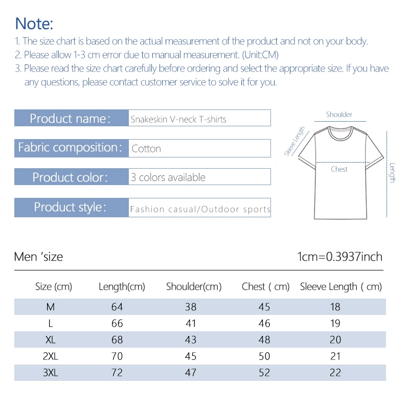 

Snakeskin Printed T-shirt for Men New Pure Color V-neck Harajuku T-shirt Black Cotton Slim Fit Tee Men's Hip Hop Streetwear Tops
