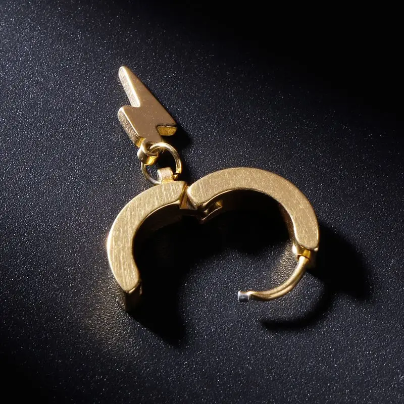 

1pc Punk Earrings Fashion Pendant Personality Male Women Men Jewelry Titanium Steel Hip Hop Ear Stud Buckle Anti Gifts