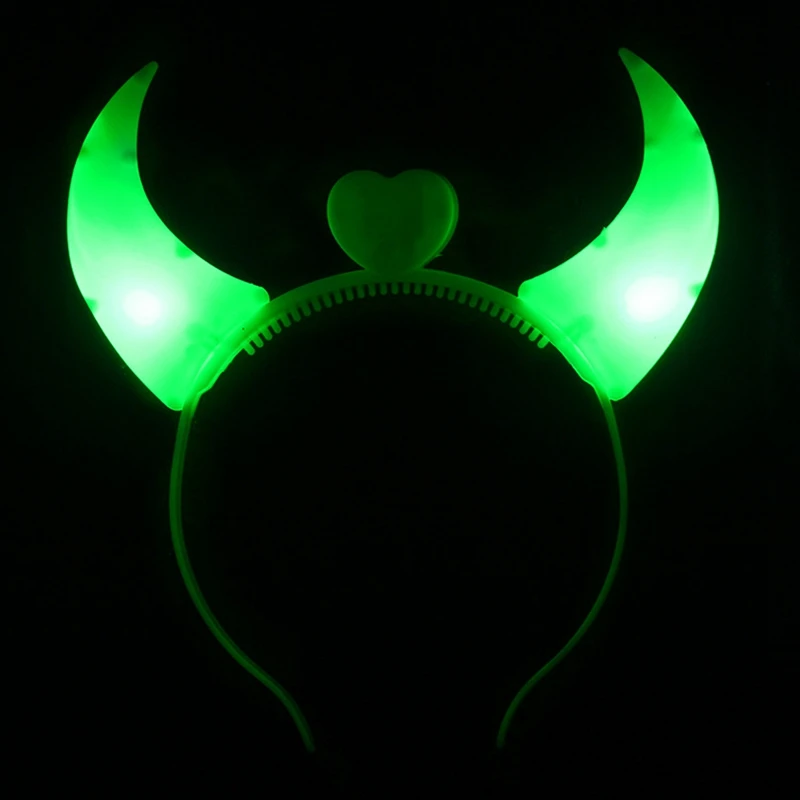 5 Pieces Of Luminous Stereo Devil'S Horns Ear Clips Women'S Headband Lights Halloween Party Hair Band |
