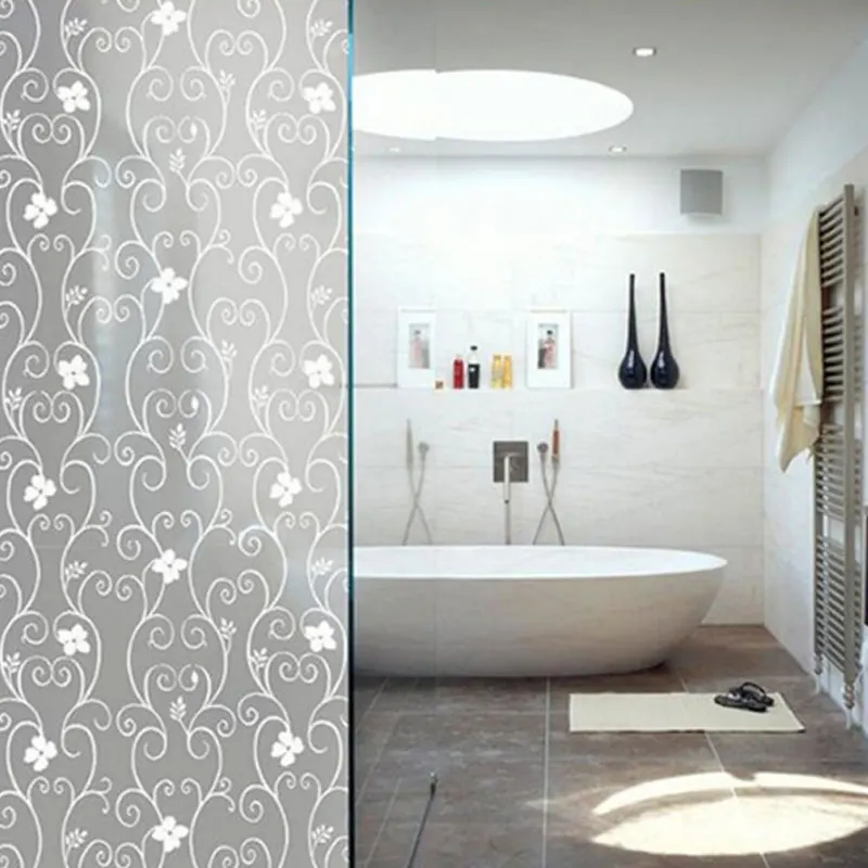 

WXSHSH Frosted Privacy Floral Pattern Window Film Home Bedroom Bathroom Glass Window Film Stickers No Glue Self Adhesive Sticker