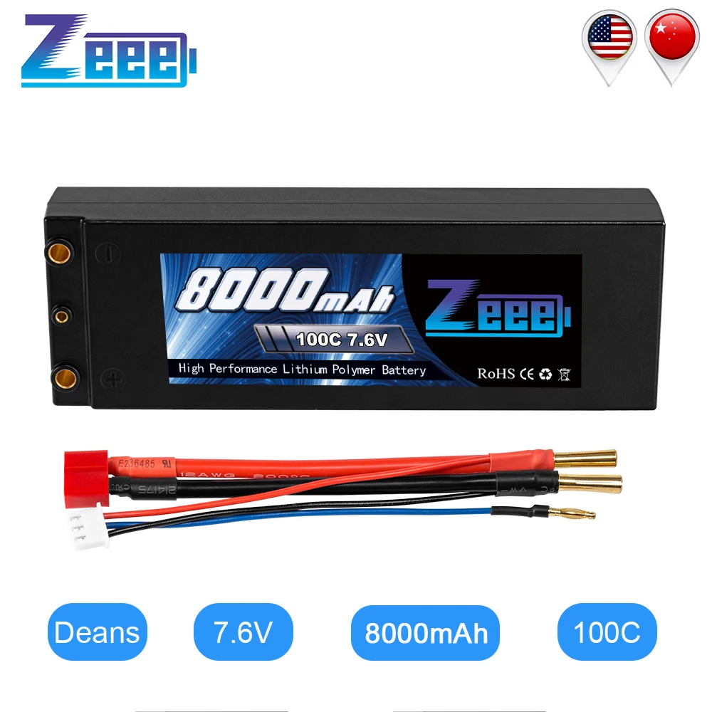 Zeee 7,6 V 8000mAh 100C Lipo аккумулятор жесткий чехол RC автомобильное зарядное устройство с 4 мм штепсельной вилкой RC Lipo батарея для грузовика багги