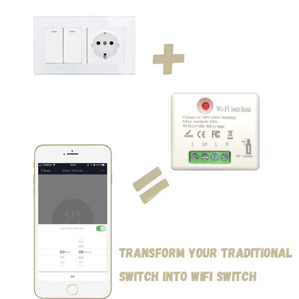 

Life WiFi Switch Socket Module 10A WiFi Smart Switch Voice Control 1 Way Dual Control Works With Alexa Google Home