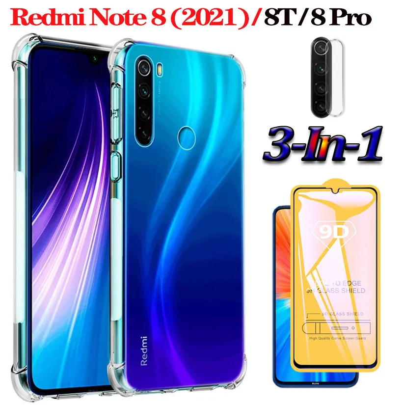 

Case Redmi Note 8 2021 Silicone Cases+Glass For Xiaomi Redmi Note 8T 8 T 8Pro Shockproof Back Cover Redmi Note8 2021 Phone Case