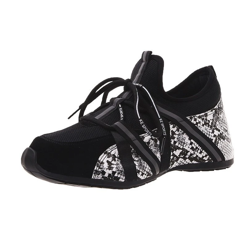 

2020 Autumn Woman Fashion Sneakers Platform Chunky Casual Shoes Snake Print Designers Basket Female Black Vulcanized Shoes Women
