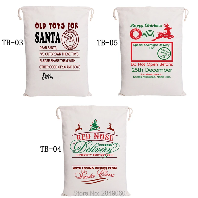 10 шт. Санта Клаус холщевая сумка на шнурке большие мешки Рождественский мешок