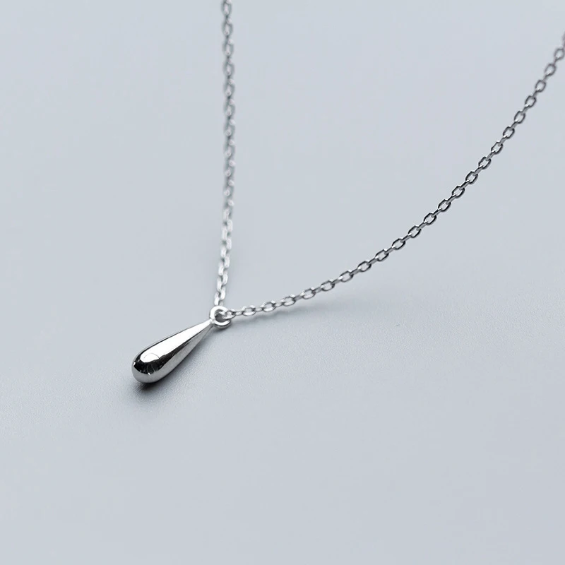 Настоящее серебро 925 пробы минималистичное ожерелье с подвеской в виде капли